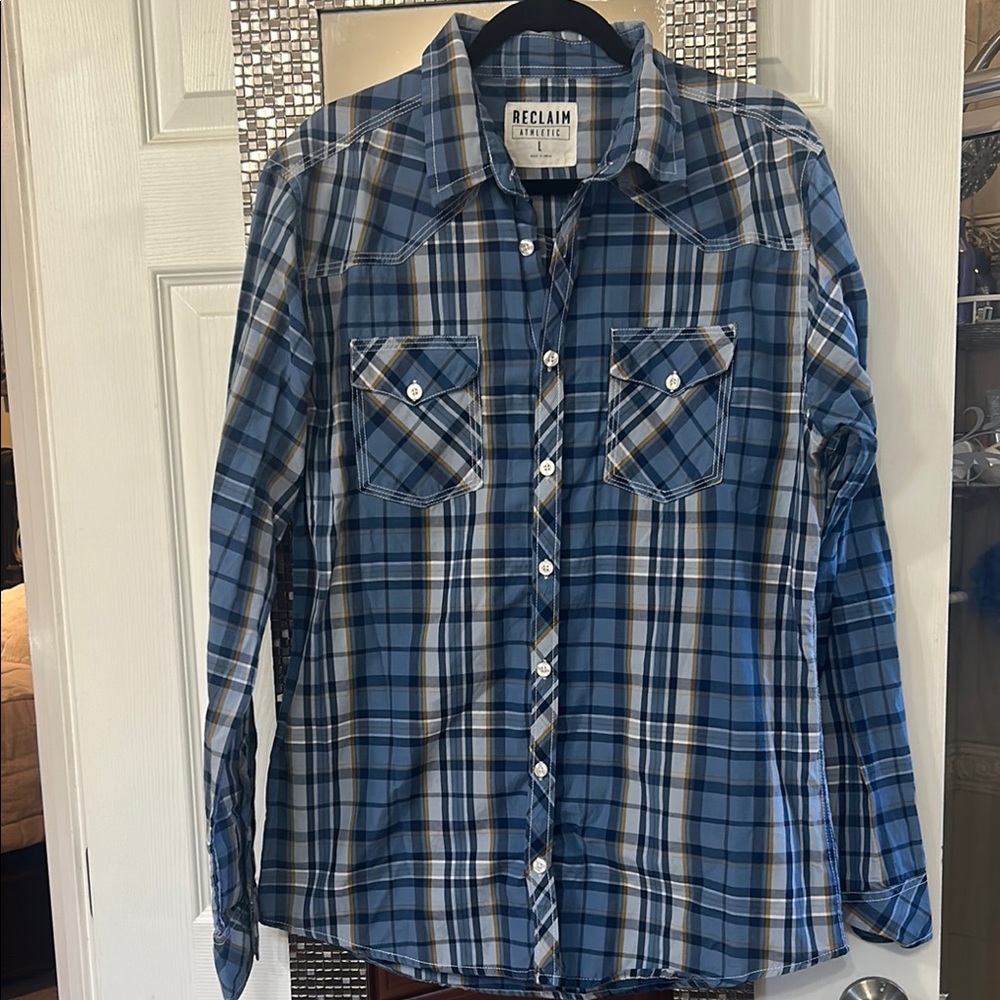 Reclaim Blue Plaid Button-Up Shirt